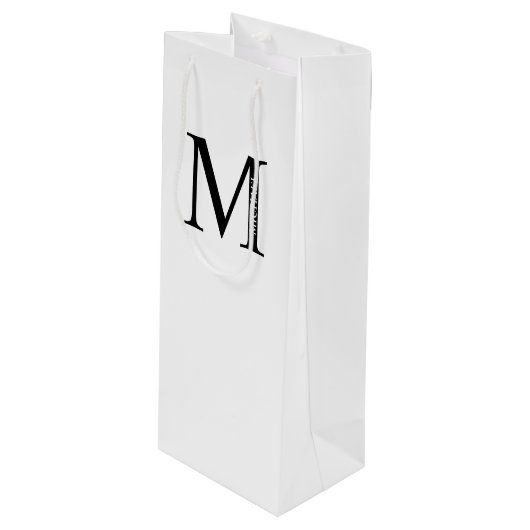 Gepersonaliseerd monogram en naam wijnsteenzak wijn cadeautas (Voorkant Gekanteld)