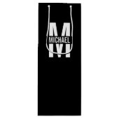Gepersonaliseerd monogram en naam wijnsteenzak wijn cadeautas (Voorkant)