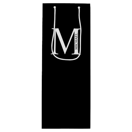 Gepersonaliseerd monogram en naam wijnsteenzak wijn cadeautas (Voorkant)
