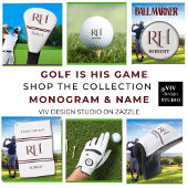 Gepersonaliseerd monogram en naam wit grijs rood golfhanddoek