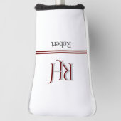Gepersonaliseerd monogram en naam wit grijs rood golfheadcover (Draai 90)