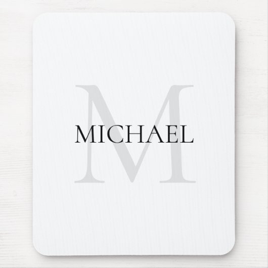 Gepersonaliseerd Monogram en Naam Wit Muismat (Voorkant)