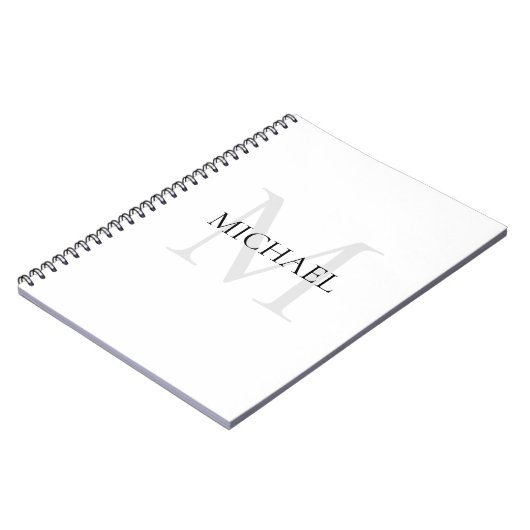 Gepersonaliseerd Monogram en Naam Wit Notitieboek (Linkerzijde)
