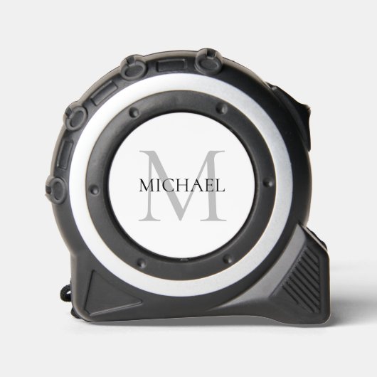 Gepersonaliseerd Monogram en Naam Wit Rolmaat (Voorkant)