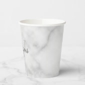 Gepersonaliseerd monogram en naam witte marmer papieren bekers (Links)