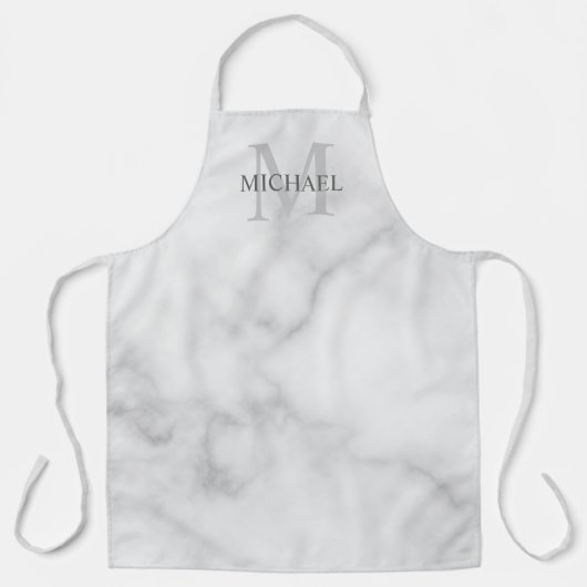 Gepersonaliseerd monogram en naam witte marmer schort (Voorkant)