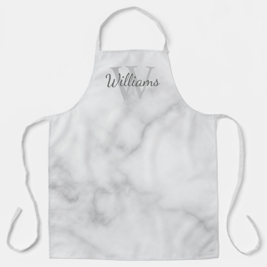 Gepersonaliseerd monogram en naam witte marmer schort (Voorkant)