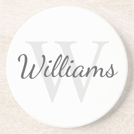 Gepersonaliseerd monogram en naam zandsteen onderzetter (Voorkant)