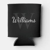Gepersonaliseerd monogram en naam zwart blikjeskoeler (Voorkant)