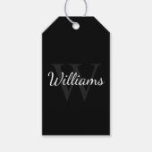 Gepersonaliseerd monogram en naam zwart cadeaulabel (Voorkant)