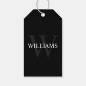 Gepersonaliseerd monogram en naam zwart cadeaulabel (Voorkant)