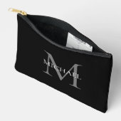 Gepersonaliseerd monogram en naam zwart etui (Open)