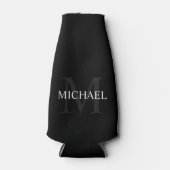 Gepersonaliseerd monogram en naam zwart flesjeskoeler (Voorkant)