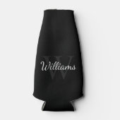 Gepersonaliseerd monogram en naam zwart flesjeskoeler (Voorkant)
