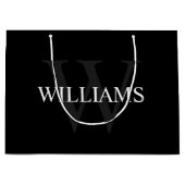 Gepersonaliseerd monogram en naam zwart groot cadeauzakje (Voorkant)