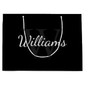 Gepersonaliseerd monogram en naam zwart groot cadeauzakje (Voorkant)