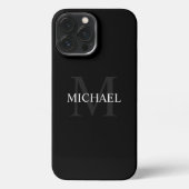 Gepersonaliseerd monogram en naam zwart iPhone hoesje (Achterkant)