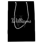 Gepersonaliseerd monogram en naam zwart medium cadeauzakje (Voorkant)