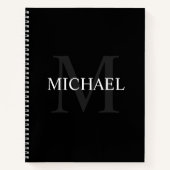 Gepersonaliseerd monogram en naam zwart notitieboek (Voorkant)