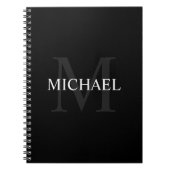 Gepersonaliseerd monogram en naam zwart notitieboek (Voorkant)