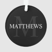Gepersonaliseerd monogram en naam zwart ornament (achterkant)