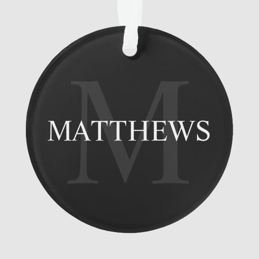 Gepersonaliseerd monogram en naam zwart ornament (achterkant)