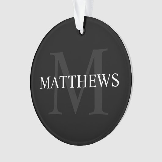 Gepersonaliseerd monogram en naam zwart ornament (voorkant)