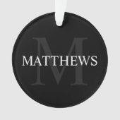 Gepersonaliseerd monogram en naam zwart ornament (voorkant)