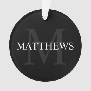 Gepersonaliseerd monogram en naam zwart ornament