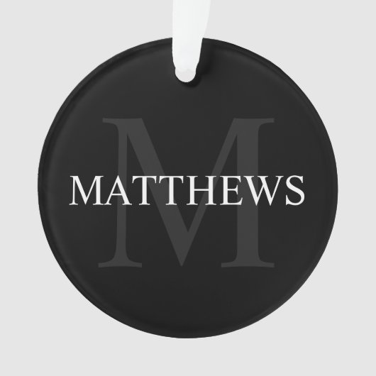 Gepersonaliseerd monogram en naam zwart ornament (voorkant)