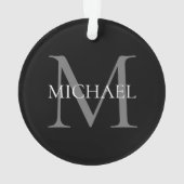 Gepersonaliseerd monogram en naam zwart ornament (achterkant)
