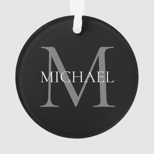 Gepersonaliseerd monogram en naam zwart ornament (achterkant)