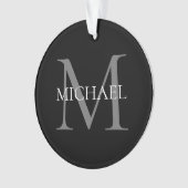Gepersonaliseerd monogram en naam zwart ornament (voorkant)
