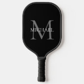 Gepersonaliseerd monogram en naam zwart pickleball paddle (Achterkant)