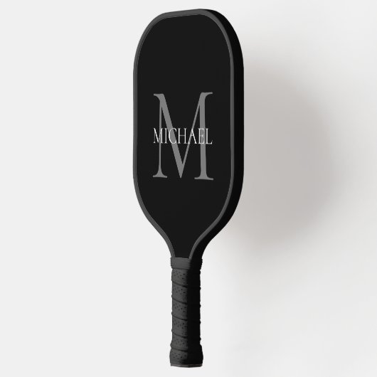 Gepersonaliseerd monogram en naam zwart pickleball paddle (Links)