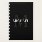 Gepersonaliseerd monogram en naam zwart planner (Voorkant)