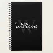 Gepersonaliseerd monogram en naam zwart planner (Voorkant)
