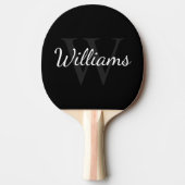 Gepersonaliseerd monogram en naam zwart tafeltennisbatje (Voorkant)