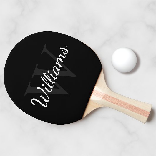 Gepersonaliseerd monogram en naam zwart tafeltennisbatje