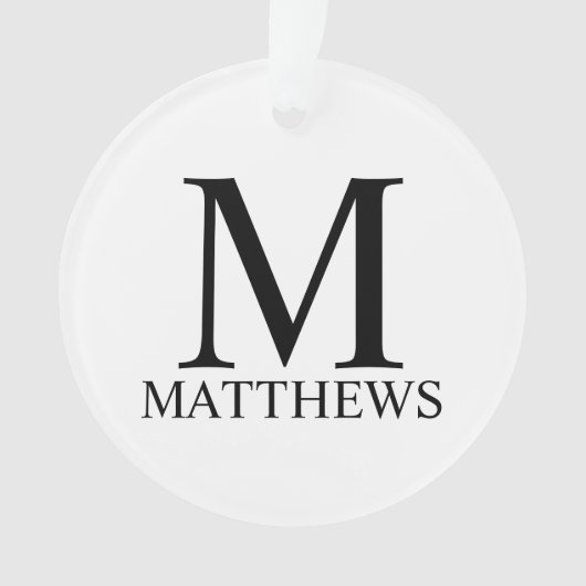 Gepersonaliseerd monogram en naamplaatje ornament (voorkant)