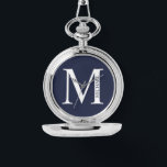 Gepersonaliseerd monogram en naamzakhorloge horloge<br><div class="desc">De gepersonaliseerde eigenschappen van het Monogram en van de Cadeaufunctie van de Naam personaliseerde monogram en naam in klassieke serif doopvontstijl. Perfect als vaderdag cadeaus voor vader,  cadeaus voor groomsmen en voor speciale gelegenheden.</div>