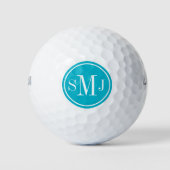 Gepersonaliseerd monogram en Scuba Blue Lijst Golfballen (Voorkant)