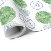 Gepersonaliseerd Monogram Evergreen Topiary Ginger Cadeaupapier (Rol Hoek)
