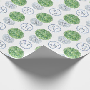 Gepersonaliseerd Monogram Evergreen Topiary Ginger Cadeaupapier