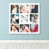 Gepersonaliseerd Monogram Familie 8 Fotocollage Canvas Afdruk (Insitu (Houten vloer))