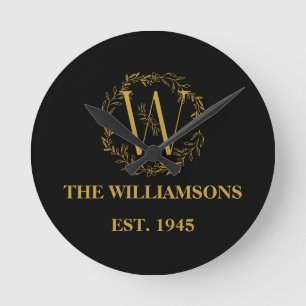 Gepersonaliseerd monogram familie-Initiaal Ronde Klok