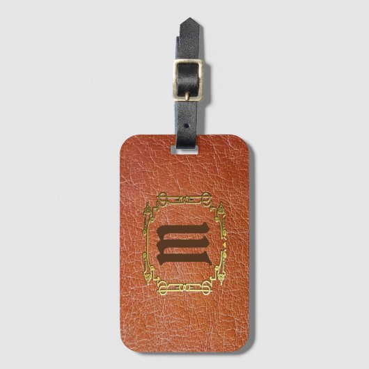 Gepersonaliseerd monogram Faux leder Bagagelabel (Voorkant (verticaal))