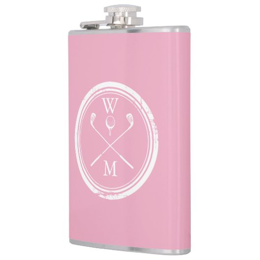 Gepersonaliseerd monogram Feminine Pink Golf Heupfles (Links)