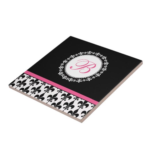 Gepersonaliseerd monogram Fleur de Lis Tegeltje (Zijkant)