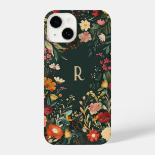 Gepersonaliseerd monogram floral telefoonhoesje iPhone 14 hoesje